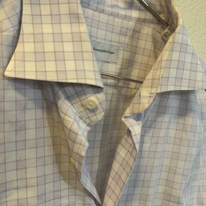 Ermenegildo Zegna Purple Plaid Button Down Dress Shirt 16.5 42 Excellent